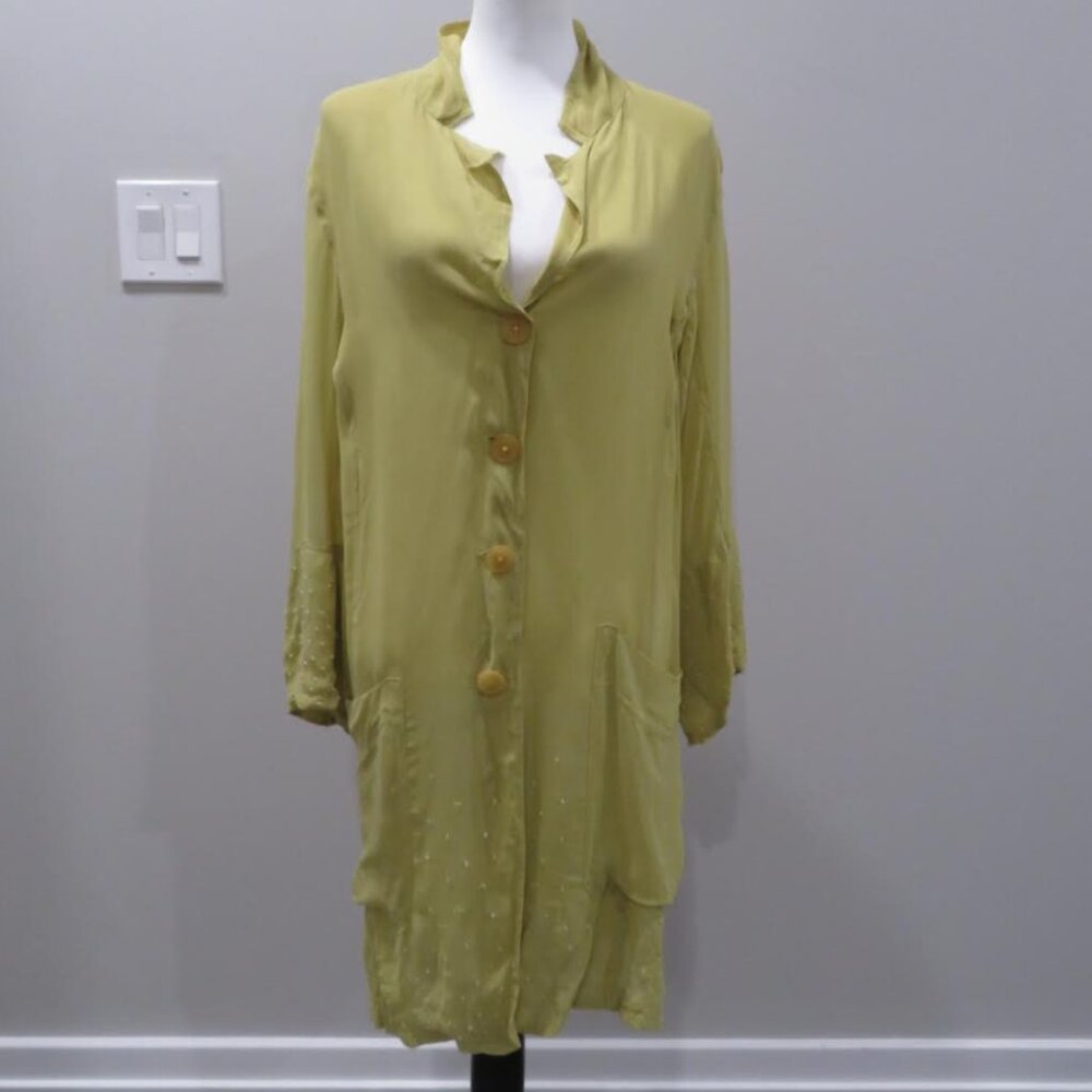 BAZAAR Sheer Chartreuse Blouse/Sarong Skirt Matching Set